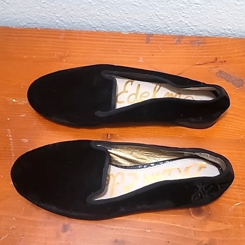Sam Edelman Alvin Loafers Womens 7.5 Black Velvet Smoking Slipper Flat Shoes - Picture 5 of 16